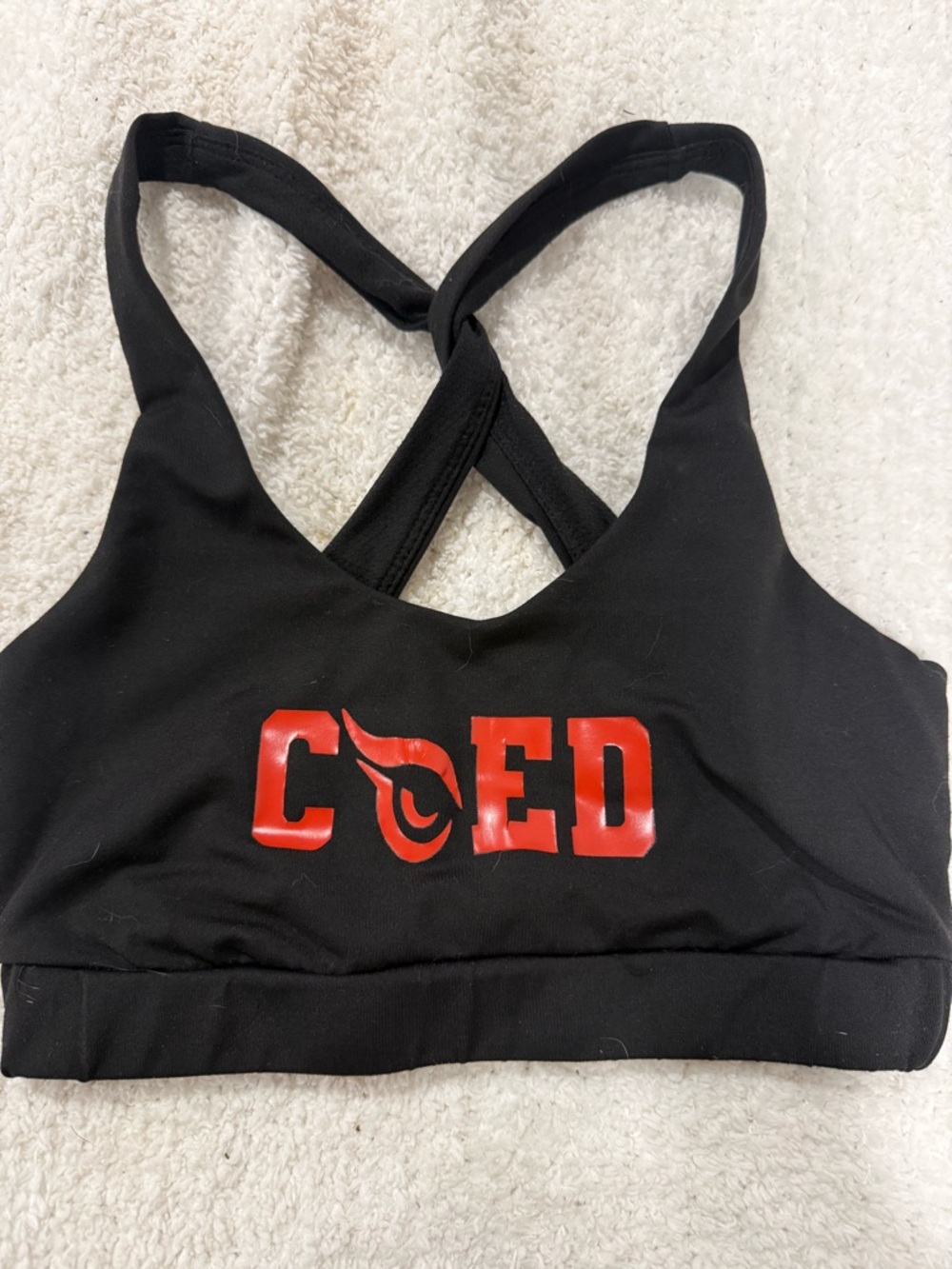 FAU CHEER Black Sports Bra with Red Logo